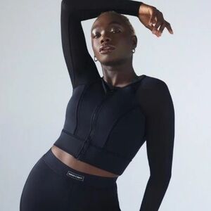 NWOT Savage X Fenty Black Caviar Zio Up Crop Athletic Jacket size L